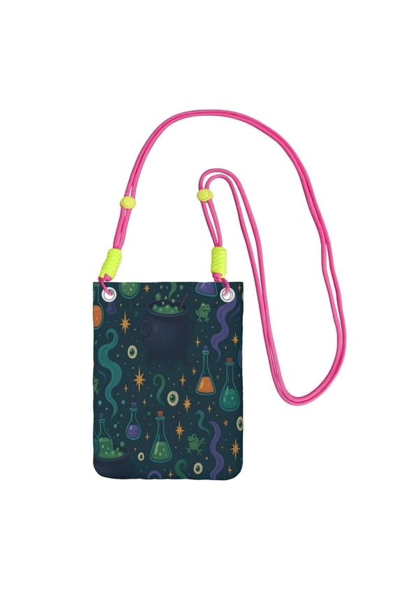 Small Crossbody Purse Women Carry Cell Phone Bag Mini Shoulder Purse Wallet Smart Phone Wallet Magical Potion Halloween Pattern