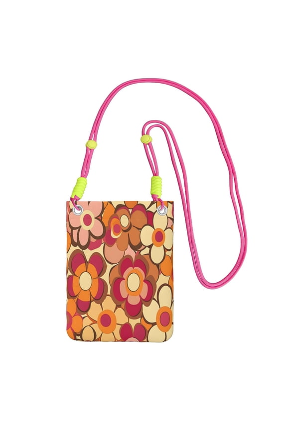 Small Crossbody Purse Women Carry Cell Phone Bag Mini Shoulder Purse Wallet Smart Phone Wallet Retro Groovy Flowers Pattern (13)