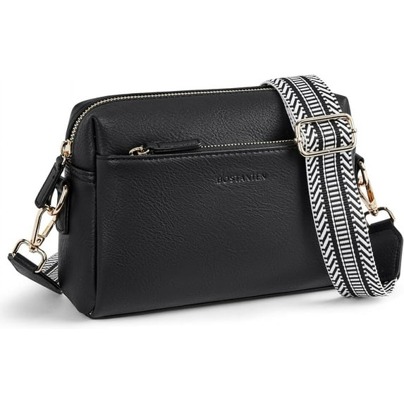 Small Crossbody Purse for Women Triple Zip Cell Phone Leather Handbag with Colored Shoulder Strap