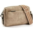 thumbnail image 1 of Small Crossbody Purse for Women Triple Zip Cell Phone Leather Handbag with Colored Shoulder Strap, 1 of 8
