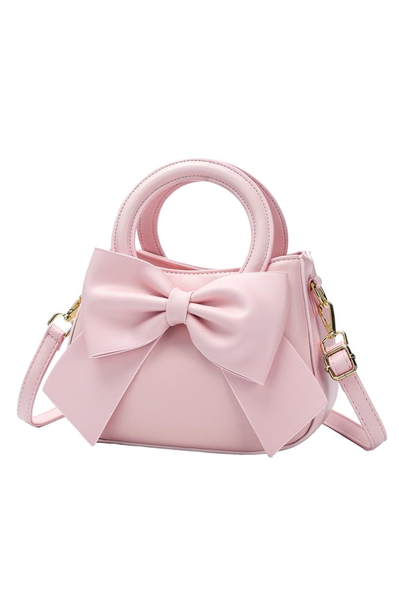 Small Crossbody Purse for Women, Vegan Leather Handbag with Top Handle, Detachable Strap, and Cute Bow Knot Design