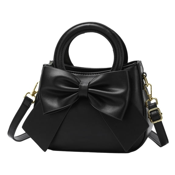 Small Crossbody Purse for Women, Vegan Leather Handbag with Top Handle, Detachable Strap, and Cute Bow Knot Design