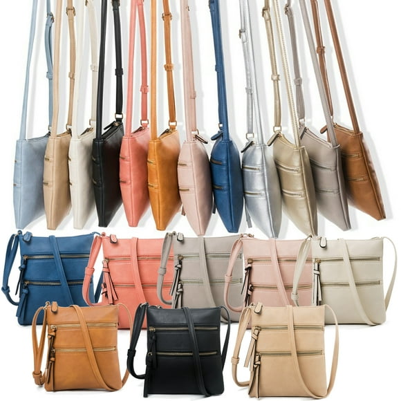 Small Crossbody Purses for Women Multi Pocket Travel Bag Over The Shoulder with Extra Long Strap - Black