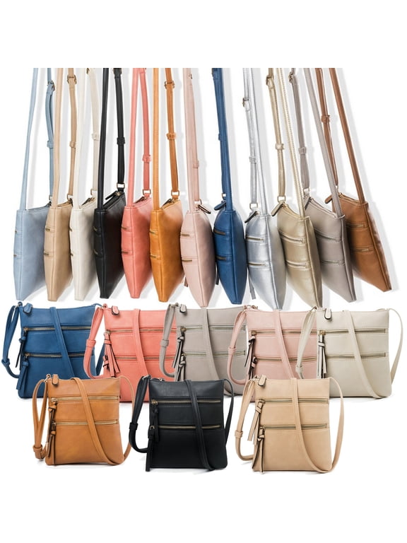 Small Crossbody Purses for Women Multi Pocket Travel Bag Over The Shoulder with Extra Long Strap - Navy Blue