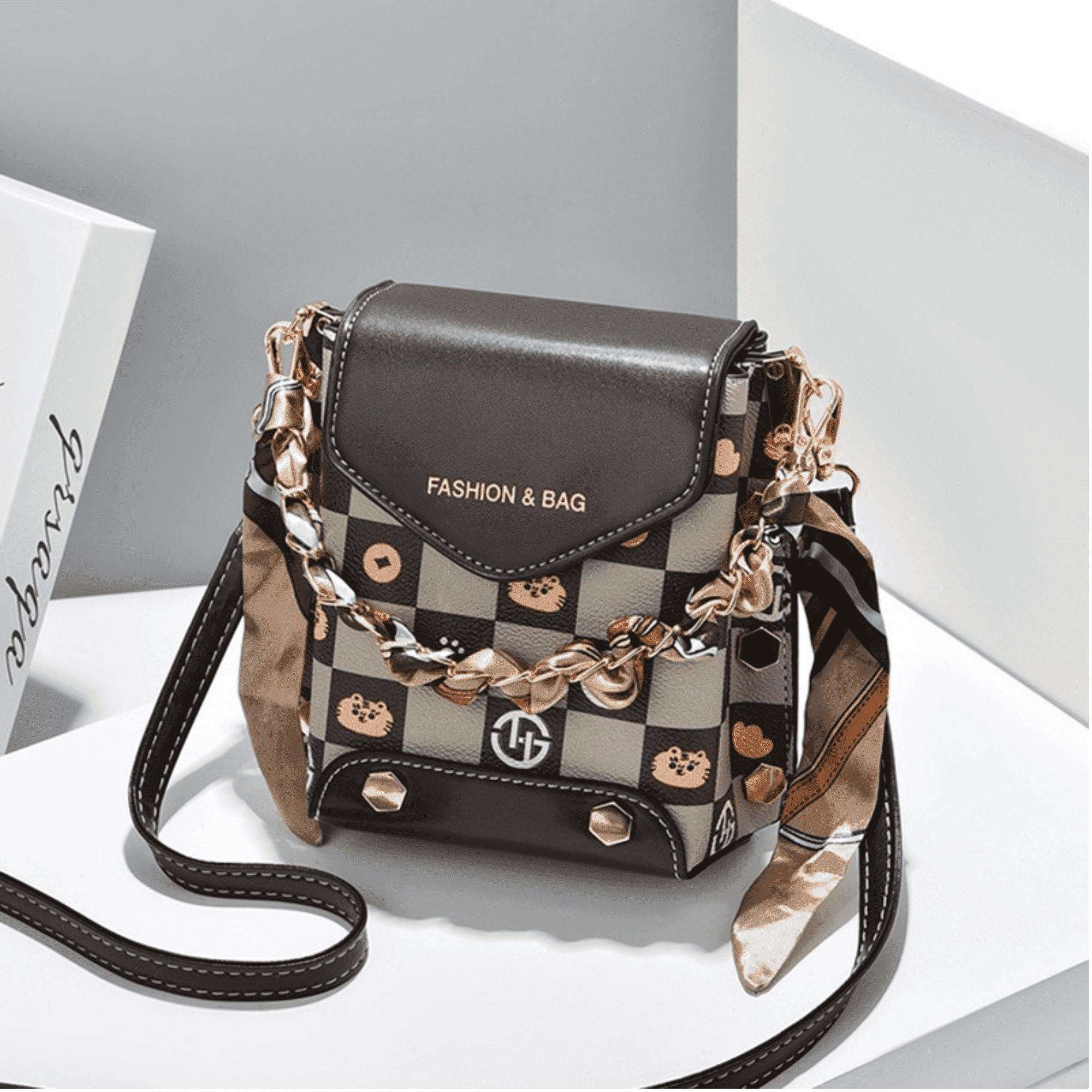 Small Crossbody Shoulder Bags for Women Trendy Vegan Leather Bag, Brown