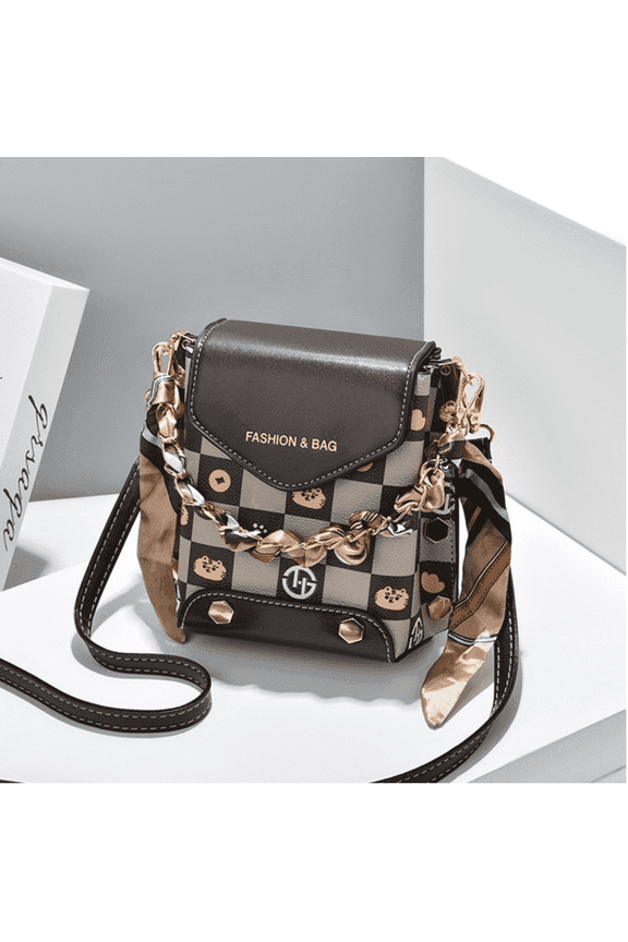 Small Crossbody Shoulder Bags for Women Trendy Vegan Leather Bag, Brown