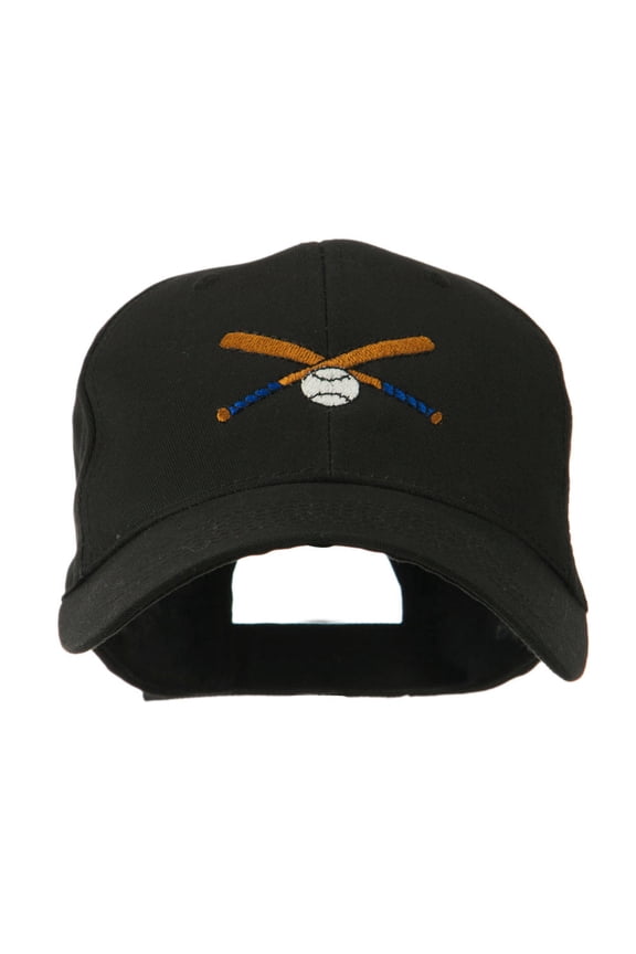 Small Crossed Bats and Ball Embroidered Cap - Black OSFM