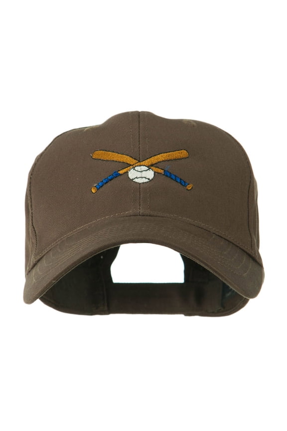 Small Crossed Bats and Ball Embroidered Cap - Brown OSFM