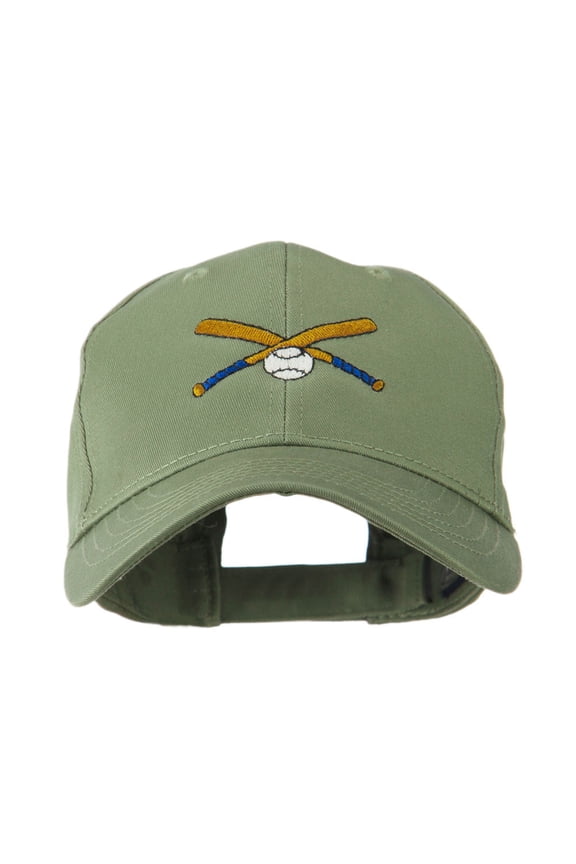 Small Crossed Bats and Ball Embroidered Cap - Olive OSFM