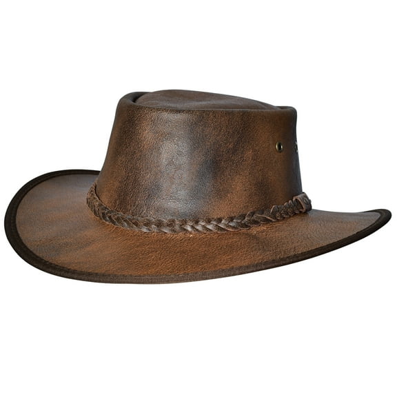 Small Crushable Cow Leather Redish Brown Cowboy Hat Hilason