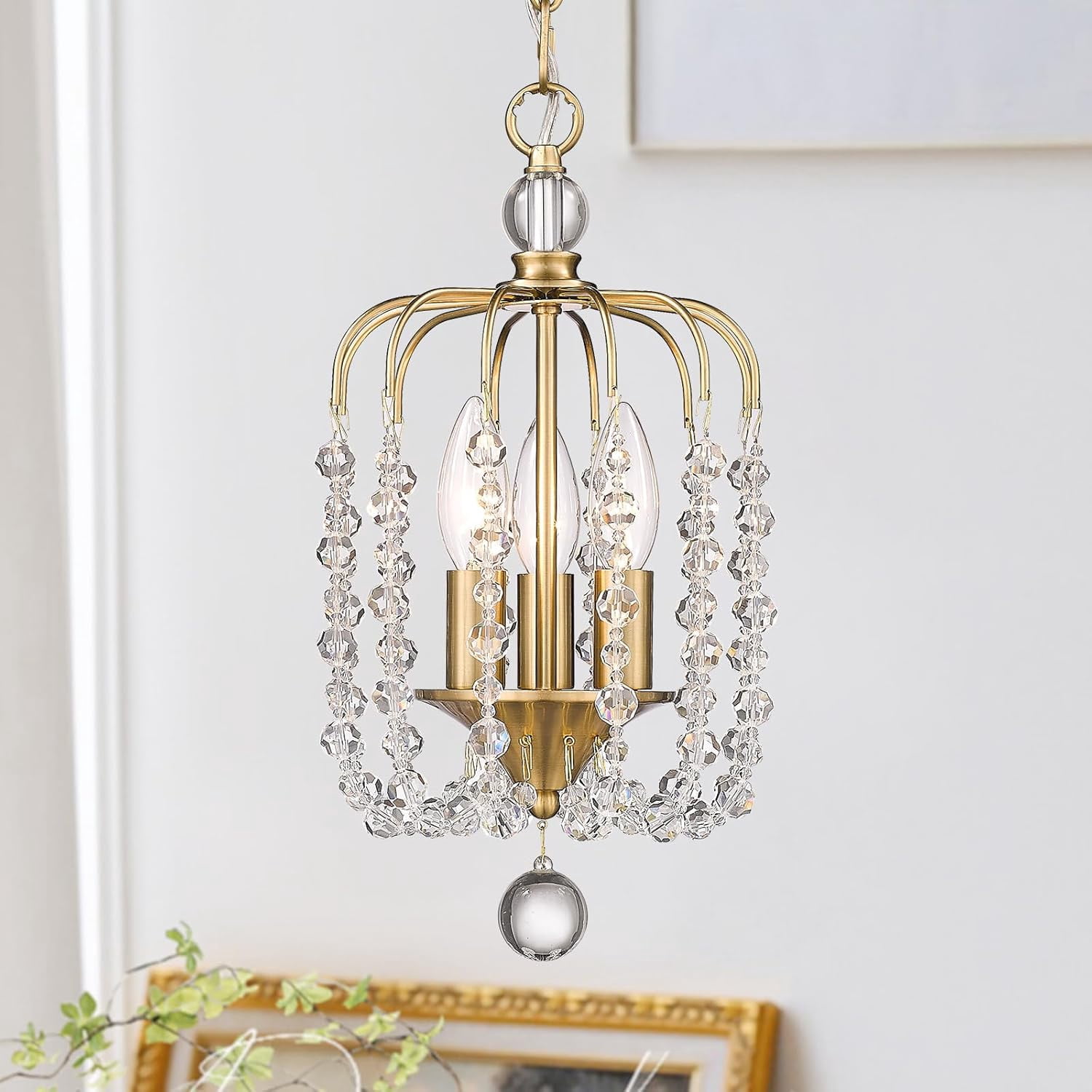 Small Crystal Chandelier, 1 Light Retro Crystal Pendant Chandelier ...