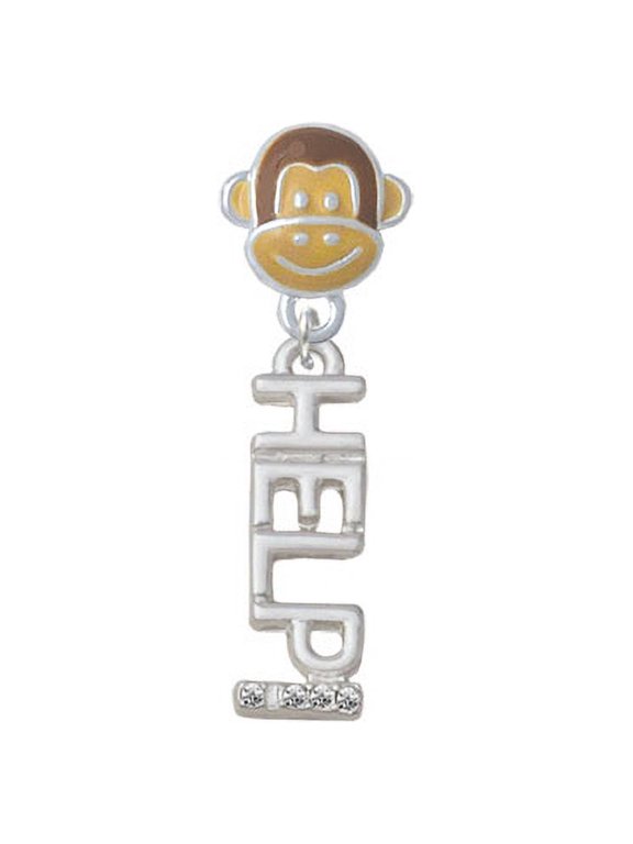 Small Crystal HELP! - Monkey Face Charm Bead