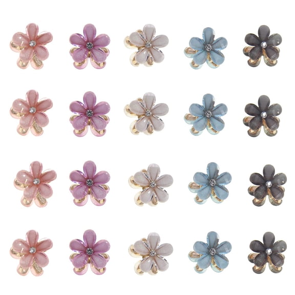 Small Crystal Hair Claw Clips for Women Girl, Multicolor Mini Pearl Flower Claw Design, Sweet Daisy Artificial Bangs Decorative Hair Accessories (Multicolor20)