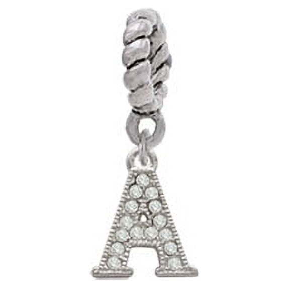 Small Crystal Initial - A - Rope Charm Bead