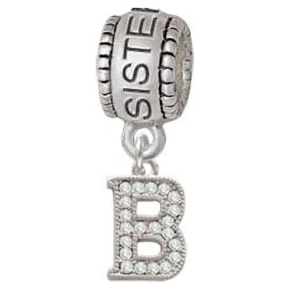 Small Crystal Initial - B - Sister Charm Bead