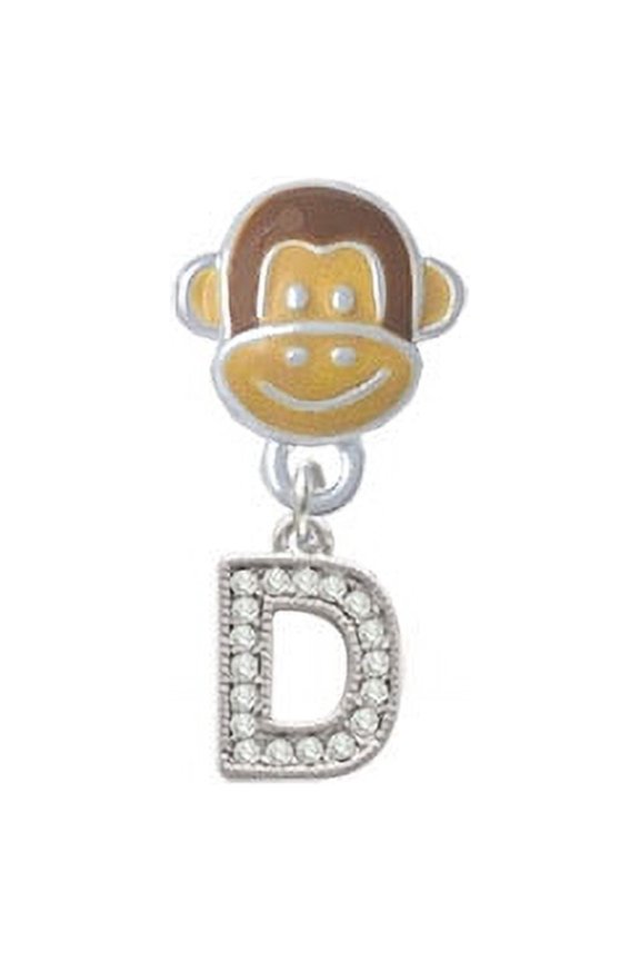 Small Crystal Initial - D - Monkey Face Charm Bead