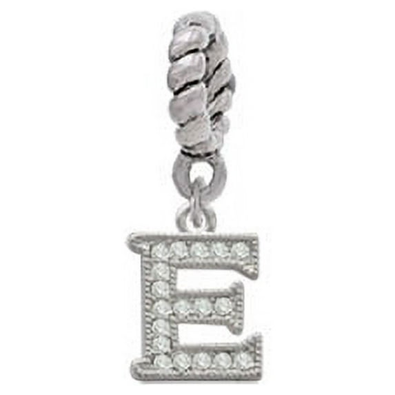 Small Crystal Initial - E - Rope Charm Bead