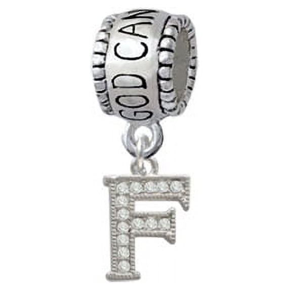 Small Crystal Initial - F - God Can Charm Bead