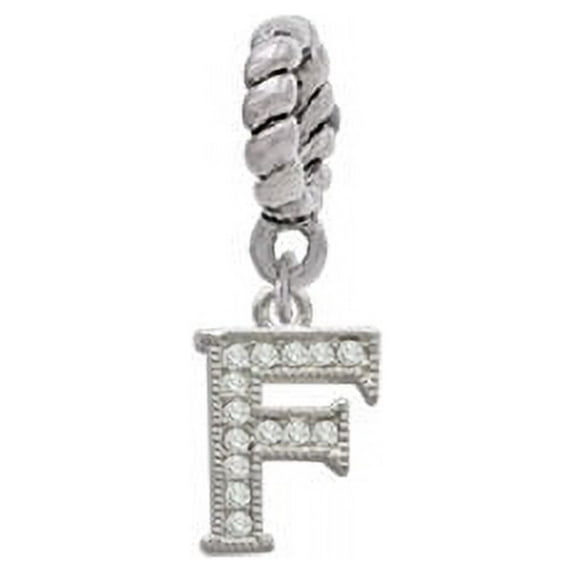 Small Crystal Initial - F - Rope Charm Bead