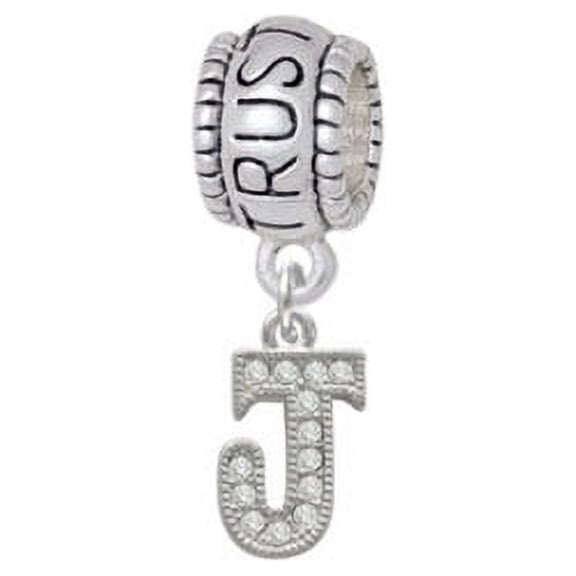 Small Crystal Initial - J - Trust In God Charm Bead