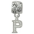 thumbnail image 1 of Small Crystal Initial - P - Paw Print Charm Bead, 1 of 1