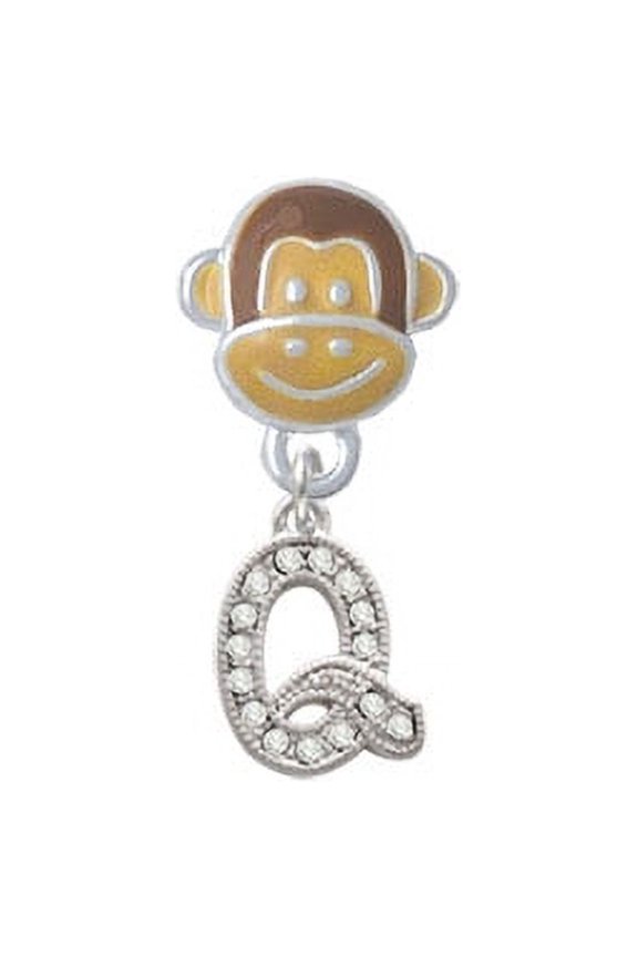 Small Crystal Initial - Q - Monkey Face Charm Bead