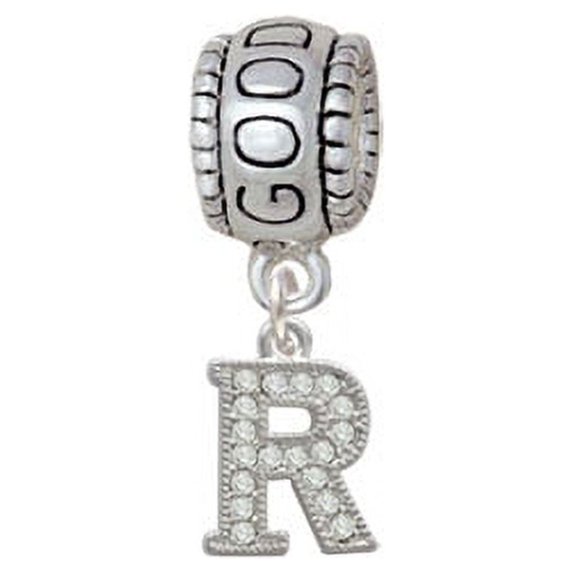 Small Crystal Initial - R - Good Luck Charm Bead