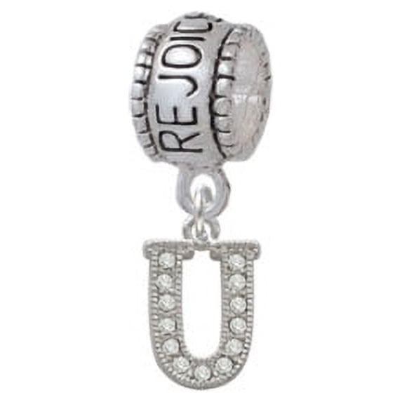 Small Crystal Initial - U - Rejoice Charm Bead