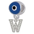 thumbnail image 1 of Small Crystal Initial - W - Blue Evil Eye Charm Bead, 1 of 1