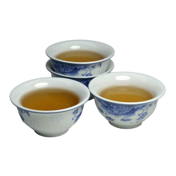 Small Cup Chinese Traditional Tea Tasting Cup Set of 4, 2oz White Porcelain Mini Cups for Gongfu Tea Ceremony