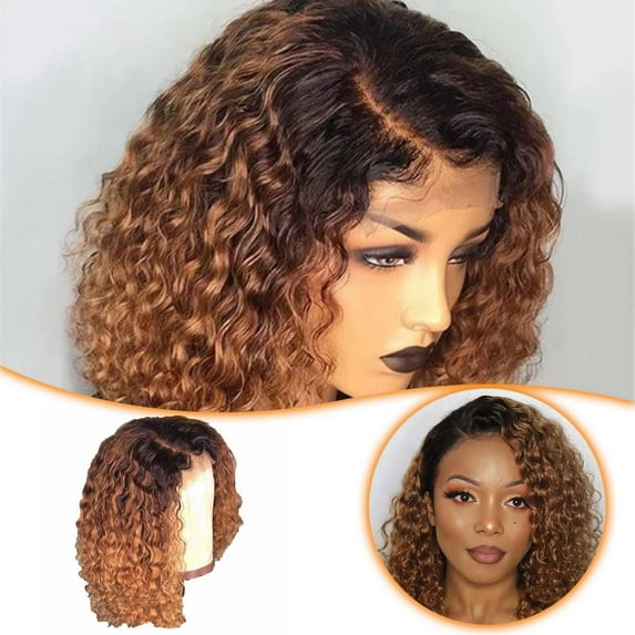 Small Curly Wig European Women's Gradient Color Short Curly Hair Synthetic Headgear for Fashionable Styles
