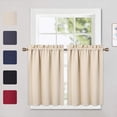 thumbnail image 1 of Small Curtain, Blackout Half Window Curtain for Bathroom, Soft Velvet Small Window Treatment Cafe Curtain, 26"x36",Beige, One Panel, 1 of 6