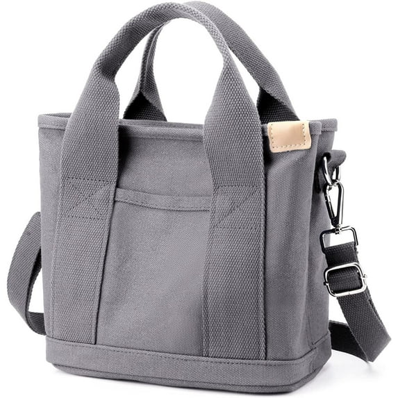 Small Cute Canvas Tote Crossbody Shoulder Bag Multiple Pockets Mini Casual Satchel Hobo Handbag Messenger Purse for Women