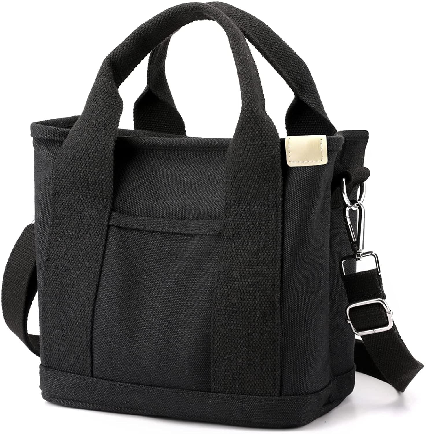 Small Cute Canvas Tote Crossbody Shoulder Bag Multiple Pockets Mini Casual Satchel Hobo Handbag Messenger Purse for Women