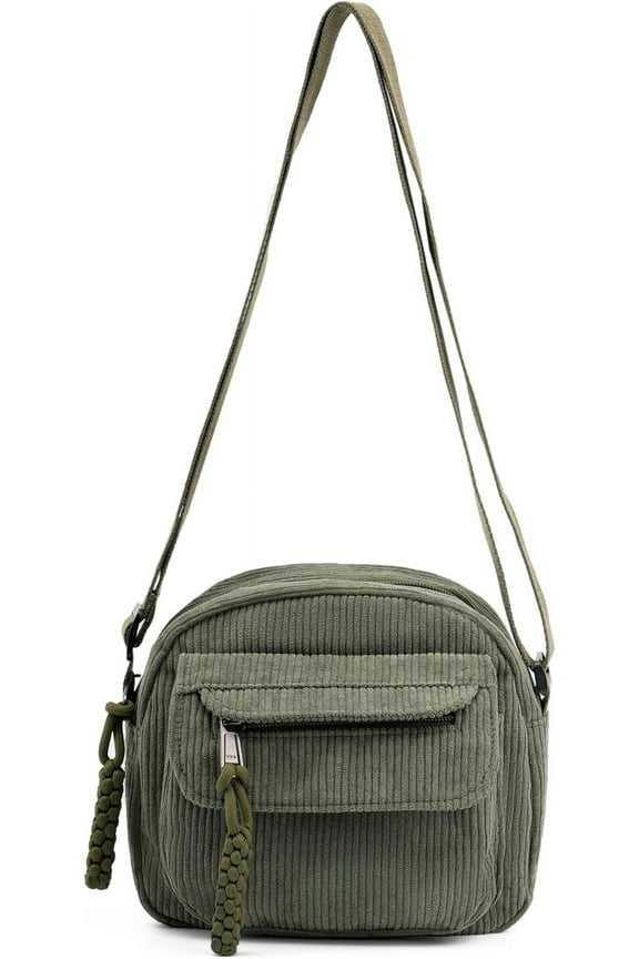 Small Cute Corduroy Crossbody Bag Mini Shoulder Bag Handbags Purse with Zipper Pocket