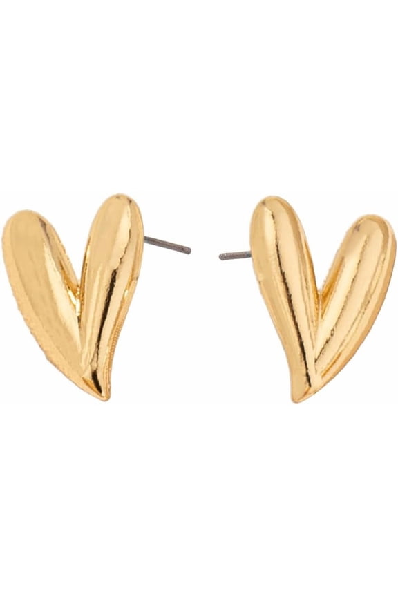 Small Cute Heart Stud Earrings for Women Silver Gold-Toned Sweet Love Hearted Studs Earring Cartilage Tragus Post Piercing Chic Valentine Holiday Jewelry for Wife Mother