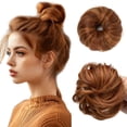 thumbnail image 1 of Small Cute Messy Bun Hair Piece 2PCs Mini Synthetic Curly Bun Scrunchies for Thin Hair Women Updo Hairpieces Dark Brown, 1 of 6