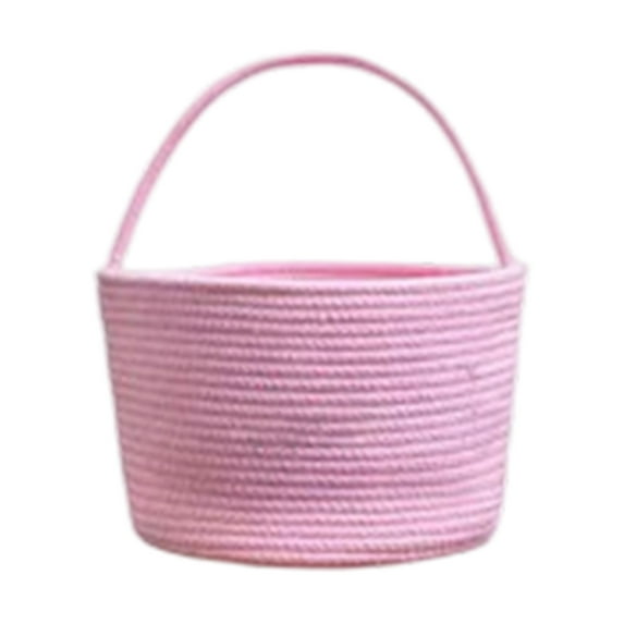 Small Cute Woven Storage Basket with Handle, 9.45" x 7.09" Cotton Rope Baskets, Boho Decorative Organizer Box for Baby Toy Pet, Christmas Birthday Candy Baby Shower Storage Bin Gift Baskets