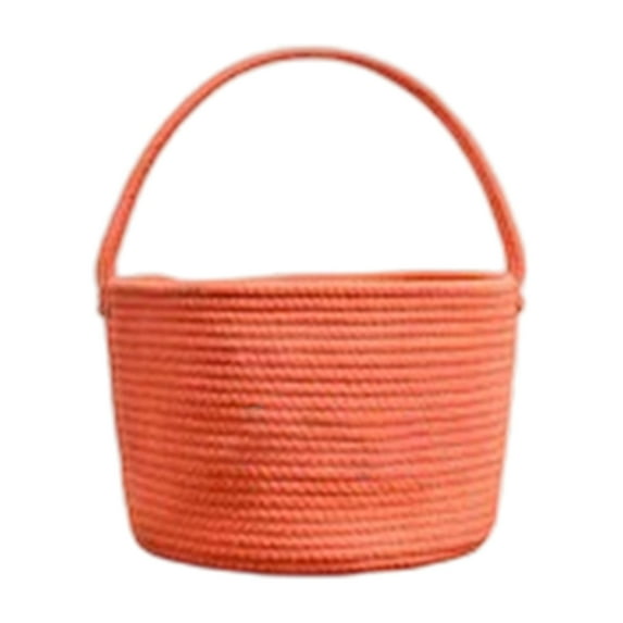 Small Cute Woven Storage Basket with Handle, 9.45" x 7.09" Cotton Rope Baskets, Boho Decorative Organizer Box for Baby Toy Pet, Christmas Birthday Candy Baby Shower Storage Bin Gift Baskets