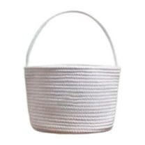 Small Cute Woven Storage Basket with Handle, 9.45" x 7.09" Cotton Rope Baskets, Boho Decorative Organizer Box for Baby Toy Pet, Christmas Birthday Candy Baby Shower Storage Bin Gift Baskets
