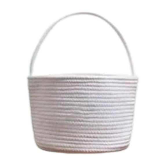 Small Cute Woven Storage Basket with Handle, 9.45" x 7.09" Cotton Rope Baskets, Boho Decorative Organizer Box for Baby Toy Pet, Christmas Birthday Candy Baby Shower Storage Bin Gift Baskets