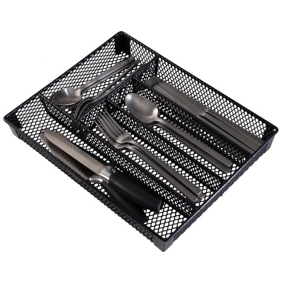 Small Cutlery Tray PE coated Black (Dims: 13 x 10.25 x 1.75 inch)