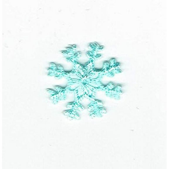 Small - Cyan Blue Snowflake - Iron on Applique/Embroidered Patch
