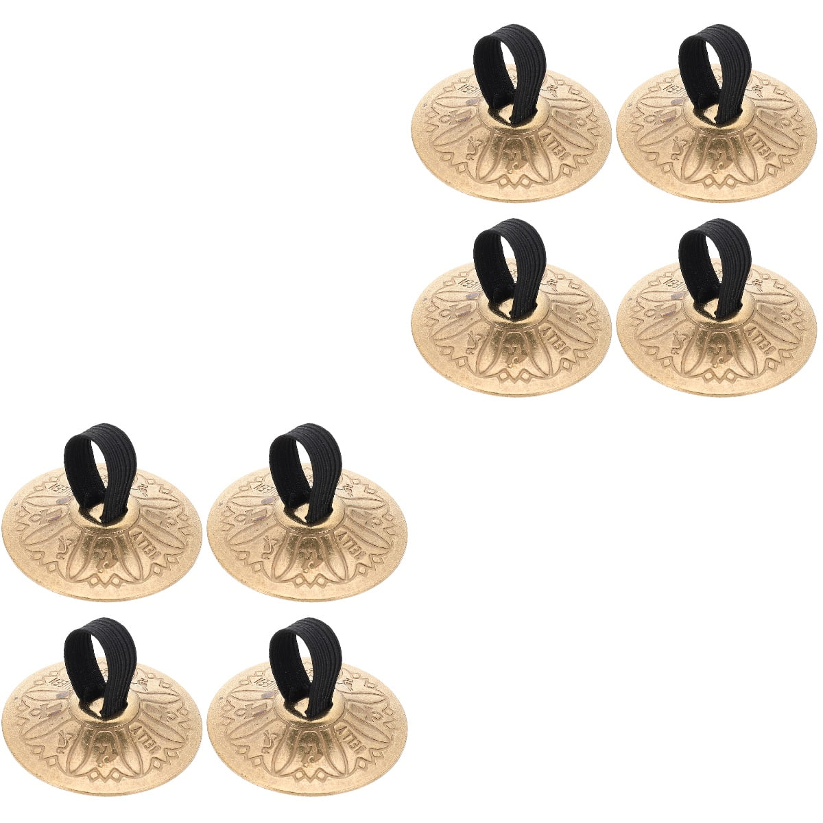 PartyKindom Golden Copper Finger Cymbals Small Percussion Instrument for and Training 4Pairs