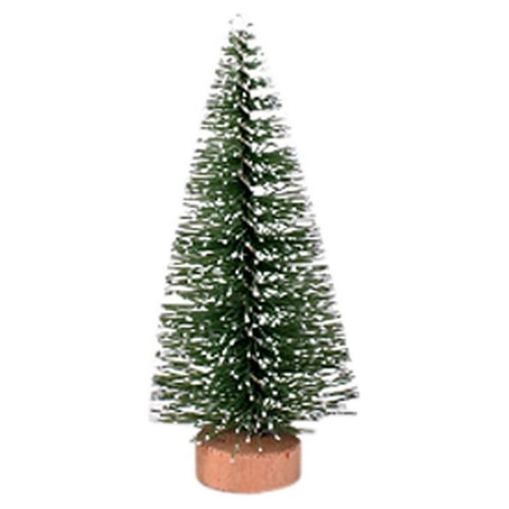 Small DIY Micro Landscape Pine Christmas Tree with Wood Base, Table Top Decor for Home Holiday Styling, Christmas Scene Arrangements and Festive Accents-B