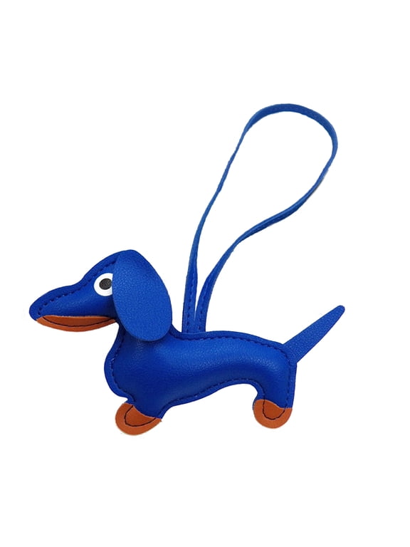 Small Dachshund Dog Charm Keychains PU Leather Puppy Dog Keyring Pendant Backpack Decoration Jewelry for Women Girls