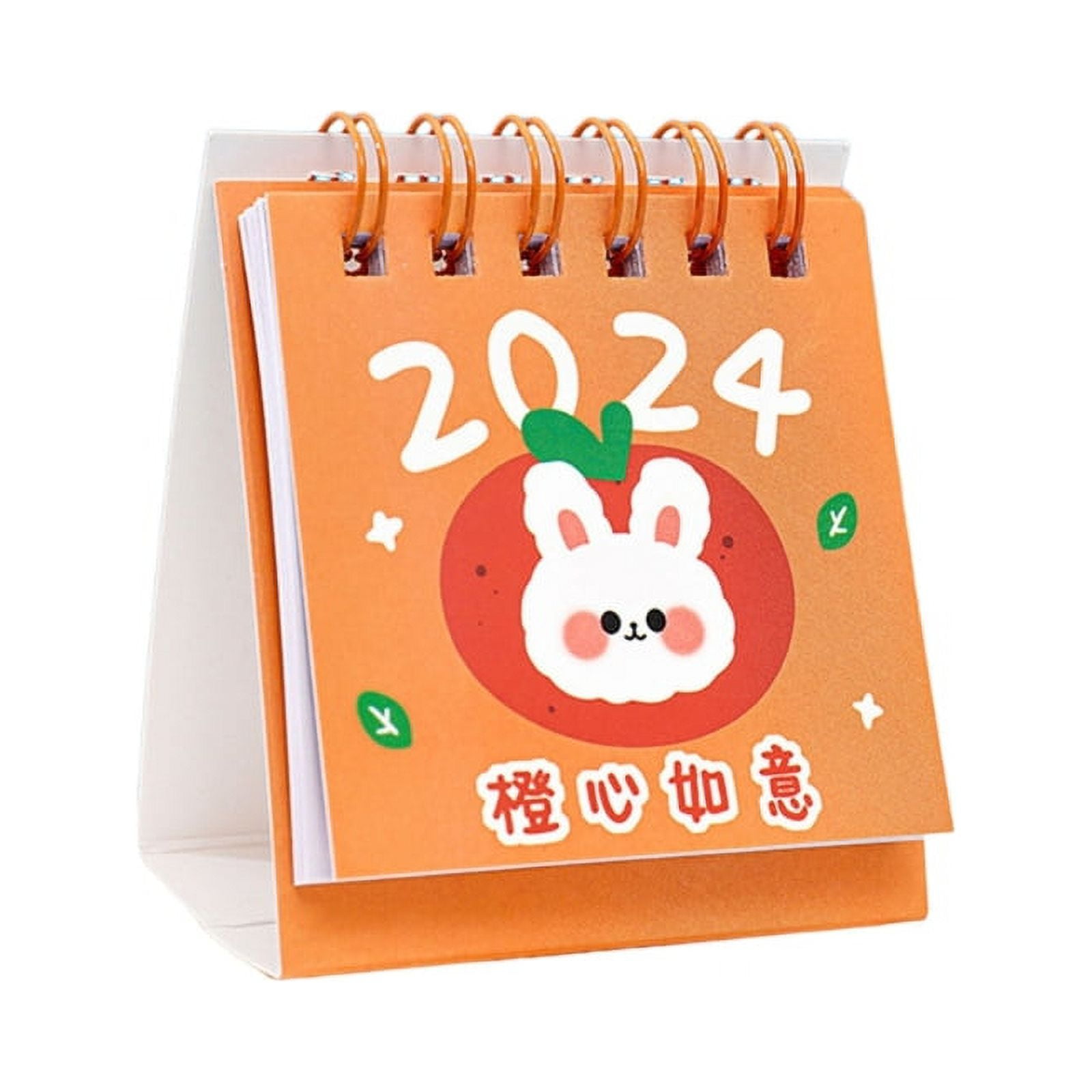 Small Daily Planning Monthly Calendar 2024 Cute Cartoon Stand Flip Desk