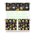 thumbnail image 1 of the Small Daisy Sunflower Is Black Kitchen Curtains and Valances Set-3 Piece Kitchen Curtains Sets with Valance for Windows Rod Pocket Machine Washable Kitchen Decor(54"x18"+2x27.5"x24"), 1 of 5