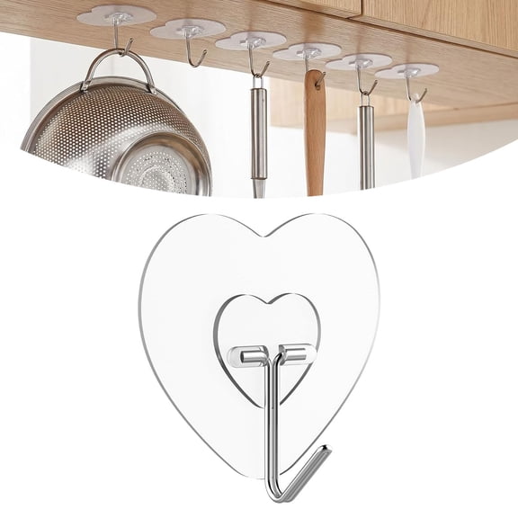 Small Damage-Free Adhesive Wall Hooks - Reusable Sticky Hooks for Hanging Lights, Cables, Decorations & Towels - Plastic Utility Hooks for Home, Kitchen, Bathroom & Bedroom - No Drill Hanger