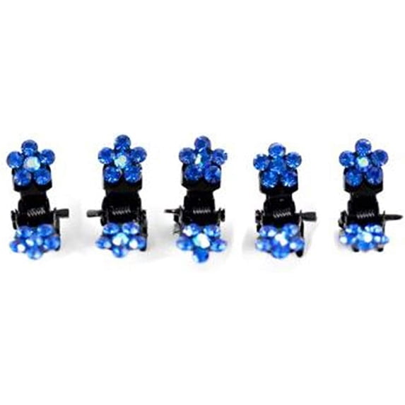 Small Decorative Hair Jaw Clips Mini Petals Rhinestone Crystal Hair Claw Clips, Set of 5